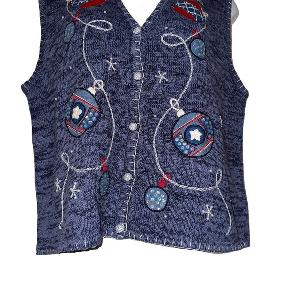 Bobbie Brooks Cardigan Sweater Vest Womens XL 16 18 Ornament Christmas Holiday - Picture 3 of 9